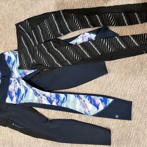 Athleta Black and Blue Abstract Leggings